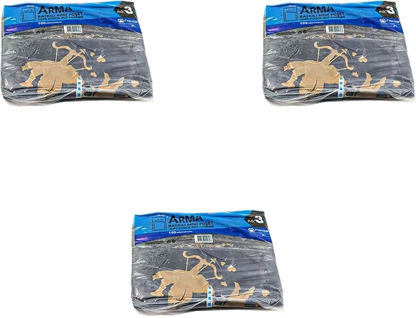 Arma Baskılı Mini Blok Poşet Torba - No : 3-30X50 Cm. - Siyah - 100 Adetlik 3 Paket ürün görseli 1