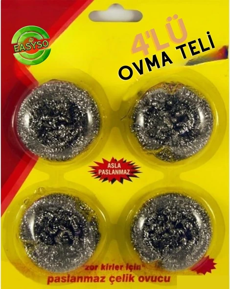 Easyso 4'Lü Ekonomik Paket Toptel Bulaşık Ovma Teli Kir Tutmaz Kolay Temizlenir Pack ürün görseli 1