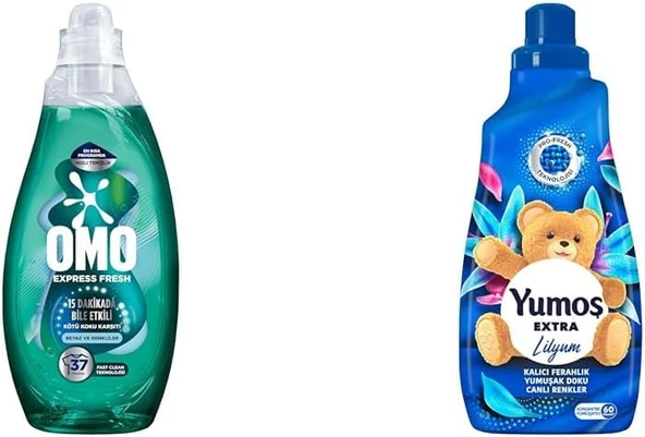 Express Fresh Kötü Koku Karşıtı Beyaz & Renkliler Sıvı Çamaşır Deterjanı 1480 Ml +Yumoş Extra 1440Ml ürün görseli 1