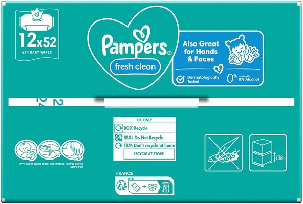 Pampers Fresh & Clean Islak Bebek Mendili (12 Paket = 624 Islak Mendil) ürün görseli 1