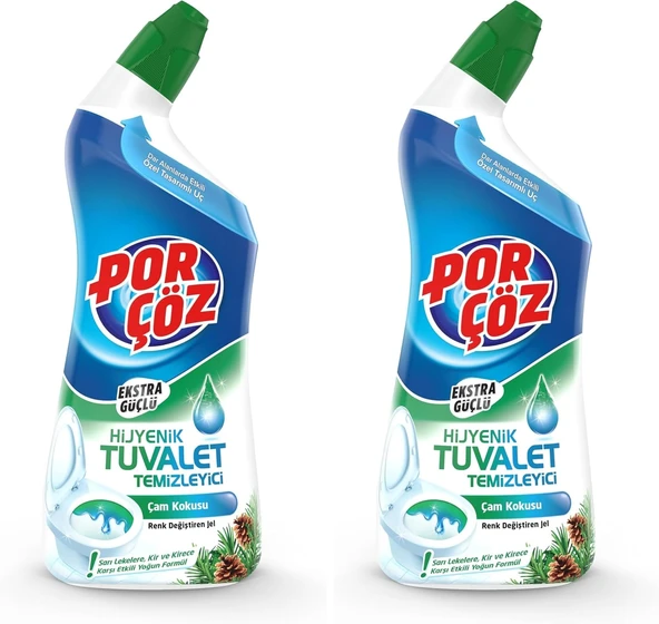 Por Çöz Porçöz Tuvalet Temizleyici Jel Ekstra Güçlü Çam Kokulu 750 Ml 2Li Paket ürün görseli 1