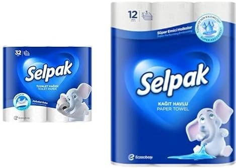 Selpak Tuvalet Kağıdı Kağıt Havlu Paketi (32'Li + 12'Li) ürün görseli 1