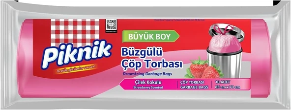 Piknik Torbası Büzgülü Büyük 10'Li Çilek 2102 ürün görseli 1