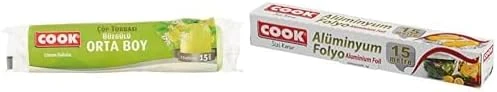 Cook Büzgülü Kokulu Torbası, Orta Boy (Limon) 55 X 60 Cm (15 Adet/Rulo) Cook Alüminyum Folyo 30 Cm X 15 M ürün görseli 1