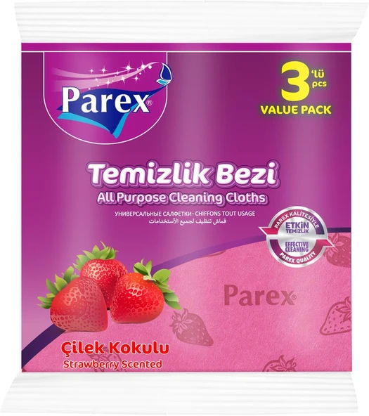 Parex Çilek Kokulu Temizlik Bezi 3'Lü Orta Boy ürün görseli 1