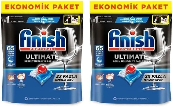 Ultimate 65 Kapsül Bulaşık Makinesi Deterjanı Tableti (1 X 65 Kapsül) (2 Paketi) ürün görseli 1