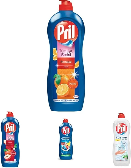 Pril Elde Yıkama Sıvı Bulaşık Deterjanı 4'Lü Set Adana Portakalı Amasya Elması Limon Aloe Vera ürün görseli 1
