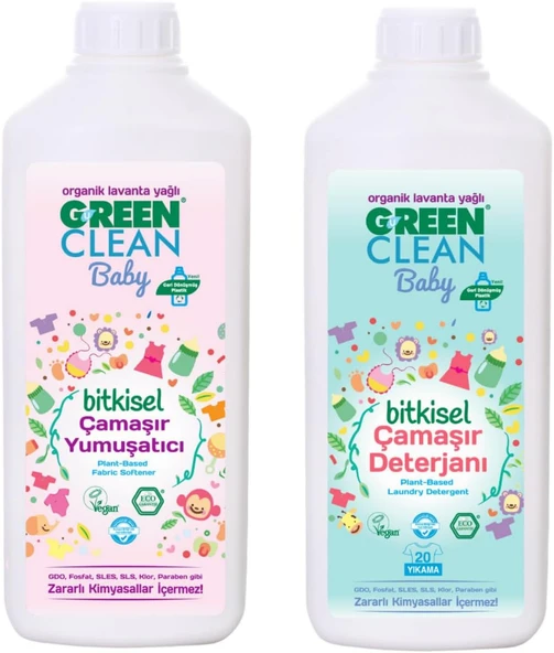U Green Clean Green Clean Baby Çamaşır Deterjanı 1 Lt Baby Yumuşatıcı 1 Lt Set ürün görseli 1