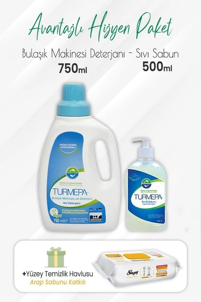 Turmepa Bulaşık Makinesi Deterjanı 750 Ml, Sıvı Sabun 500 Ml Arap Sabunlu 100'Lü ürün görseli 1