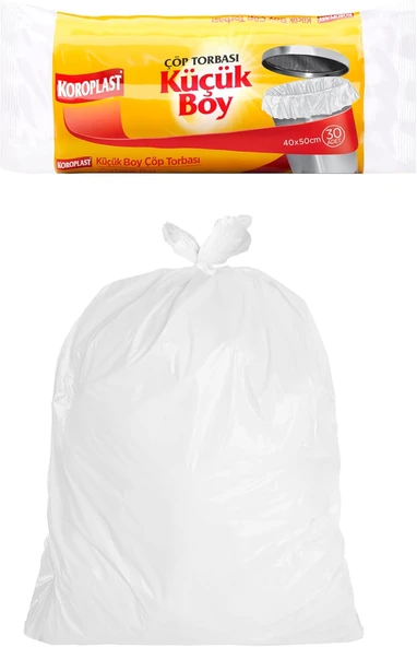Koroplast Küçük Boy Poşeti 30'Lu 40X50 Cm, Sızdırmaz Yırtılmaz, Ekonomik Küçük Boy Torbası, Geri Dönüştürülebilir Atık Torbası, Doğa Dostu, Sürdürülebilir, Güçlü Dayanıklı Poşeti ürün görseli 1