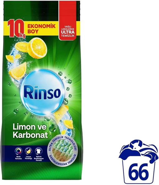 Rinso Toz Çamaşır Deterjanı Limon Karbonat Renkliler Beyazlar İçin 10 Kg ürün görseli 1
