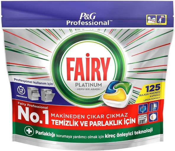Proffesional Platinum Limon Kokulu Bulaşık Makinesi Deterjanı Kapsül 125 Yıkama ürün görseli 1