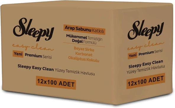Sleepy Easy Clean Arap Sabunu Katkılı Yüzey Temizlik Havlusu Mendili 12X100 (1200 Yaprak) ürün görseli 1