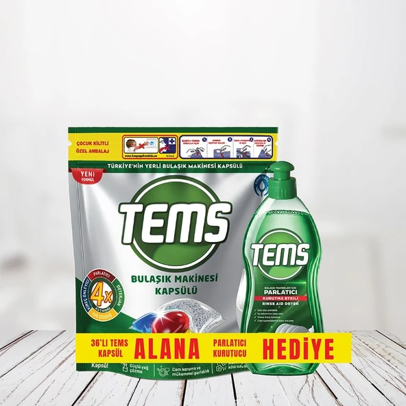 Tems Bulaşık Makinesi Kapsülü 36'Lı+ Parlatıcı 400 Ml Hediyeli ürün görseli 1