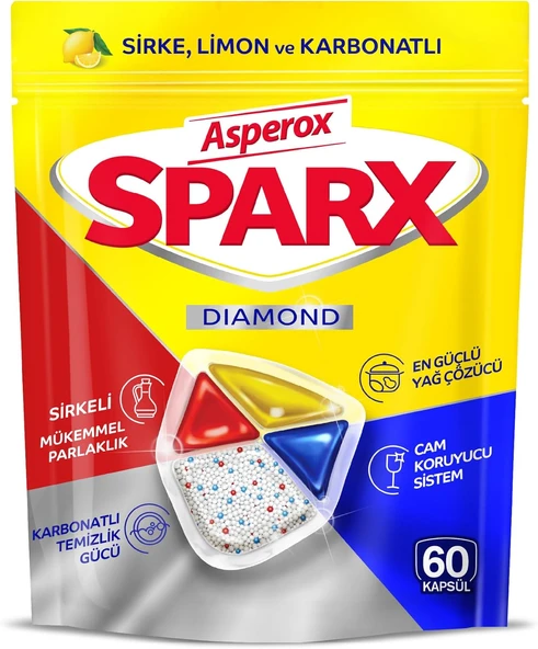 Asperox Sparx Diamond Bulaşık Makinesi Kapsülü 60 Adet ürün görseli 1