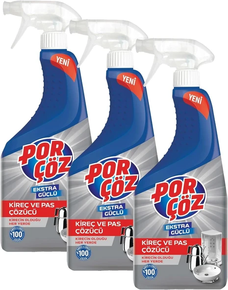 Porçöz Ekstra Güçlü Kireç Çözücü Sprey 750 Ml (3 Paketi) ürün görseli 1