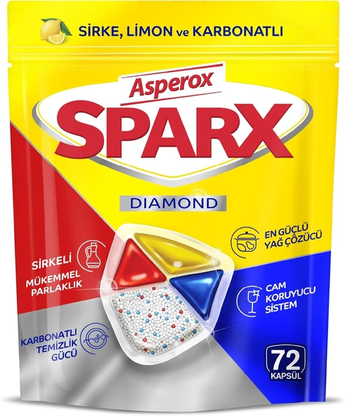 Asperox Sparx Diamond Bulaşık Makinesi Kapsülü 72 Adet ürün görseli 1