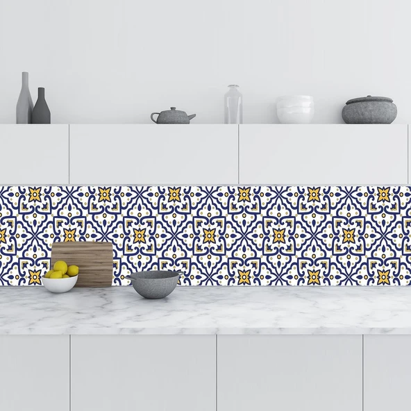 Mutfak Tezgah Arası Folyo Fayans Kaplama Folyosu İtalyan Çini Motif 60X400 Cm ürün görseli 1