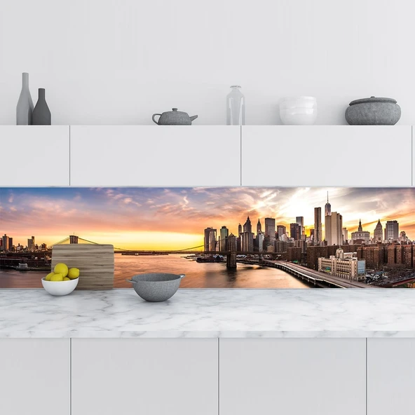Mutfak Tezgah Arası Folyo Fayans Kaplama Folyosu Brooklyn Köprüsü 60X200 Cm ürün görseli 1