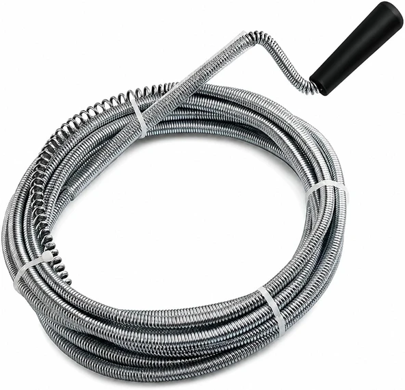 5 Metre Profesyonel Lavabo Açma Sustası – Güçlü Çelik Spiral Gider Açıcı, Esnek Dayanıklı Tıkanıklık Açma Aparatı, Lavabo, Küvet, Banyo Boru Hatları İçin ürün görseli 1