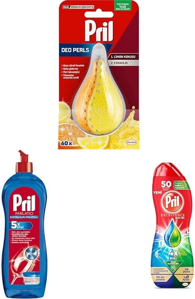 Pril Deo Duo-Perls Limon Portakal Kokulu+ Pril Bulaşık Makinesi Parlatıcısı + Pril Excellence Duo Jel Bulaşık Makinesi ürün görseli 1