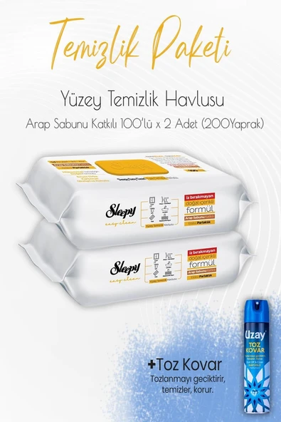 Sleepy Düvenci Temizlik Paketi 3 (Arap Sabunu Temizlik Havlusu 200 Yaprak Toz Kovar) ürün görseli 1