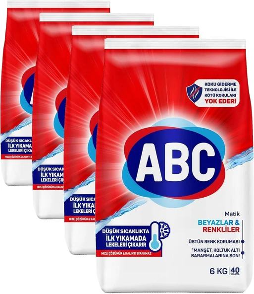 Abc Deterjan Matik Beyazlar & Renkliler 6 Kg (4 Paketi) ürün görseli 1