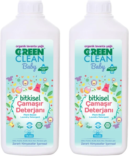 U Green Clean Green Clean Organik Lavanta Yağlı Baby Bitkisel Çamaşır Deterjanı 1000 Ml - 2'Li ürün görseli 1
