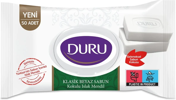 Duru Beyaz Sabun Kokulu Islak Mendil 50 Adet ürün görseli 1