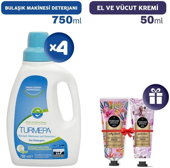 Turmepa Bulaşık Makinesi Deterjanı 750 Ml X 4, El Kremleri Hediye ürün görseli 1