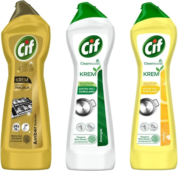 Temizleyici Set, Gold-Amonyak-Limon, 3'Lü Karma Paket, 500Ml, Ekstra Hızlı Durulama Özellikli, Yüzeylere Hassas ürün görseli 1