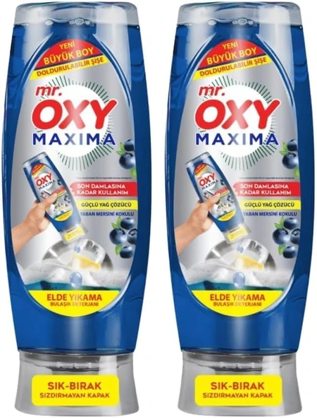 Mr Oxy Maxima Bulaşık Deterjanı Yaban Mersin 650 Ml 2Li Paket ürün görseli 1