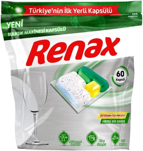 Renax Bulaşık Makinesi Kapsül Deterjanı 60 Adet ürün görseli 1