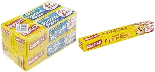 Koroplast Küçük Boy 160'Lı 4 Al 3 Öde Buzdolabı Poşeti (4 X 40 Adet) Koroplast Hazır Kesilmiş 16 Adet Pişirme Kağıdı (1 X 16 Adet) ürün görseli 1