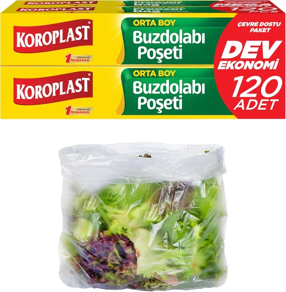 Orta Boy Buzdolabı Poşeti Dev Ekonomi 120’Li, Yeni Ekonomik Buzdolabı Poşeti Orta Boy 24X35 Cm, Bpa İçermez, Sızdırmaz Saklama Torbası, Meyve, Sebze, Yemek, Et, Tavuk, Gıda Saklama Torbası ürün görseli 1