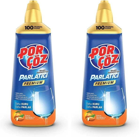Porçöz Bulaşık Makinesi Parlatıcısı (Bodrum Mandalinası - Datça Bademi) 500 Ml (2 Paketi) ürün görseli 1