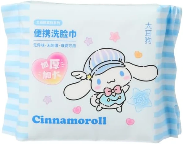 Sanrio Cinnamoroll İnci Dokulu Kuru Mendil –%100 Viskon Yumuşak Hassas Mendil (25 Adet) ürün görseli 1