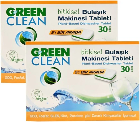 U Green Clean Green Clean Bitkisel Bulaşık Makinesi Tableti 30'Lu X 2 ürün görseli 1