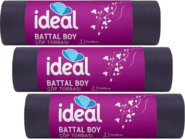 İdeal Battal Boy Poşeti 7'Li 70X95 Cm, Sızdırmaz Yırtılmaz Battal Boy Torbası, Geri Dönüştürülebilir Atık Torbası, Restoran, Kafe, Ofis, İşyeri, Ev, Mutfak Için Güçlü Poşeti Torbası ürün görseli 1