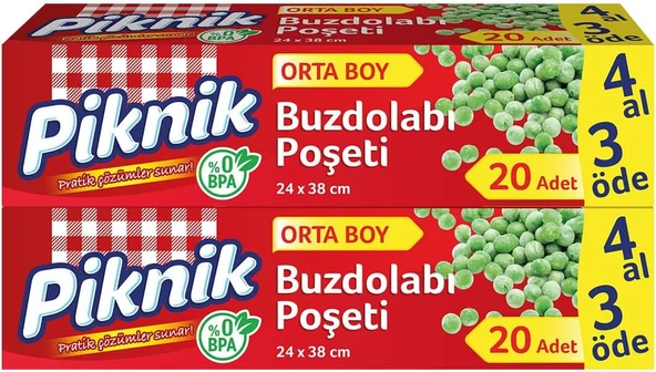 Piknik Buzdolabı Poşeti 4Al3Öde Orta 20'Li ürün görseli 1