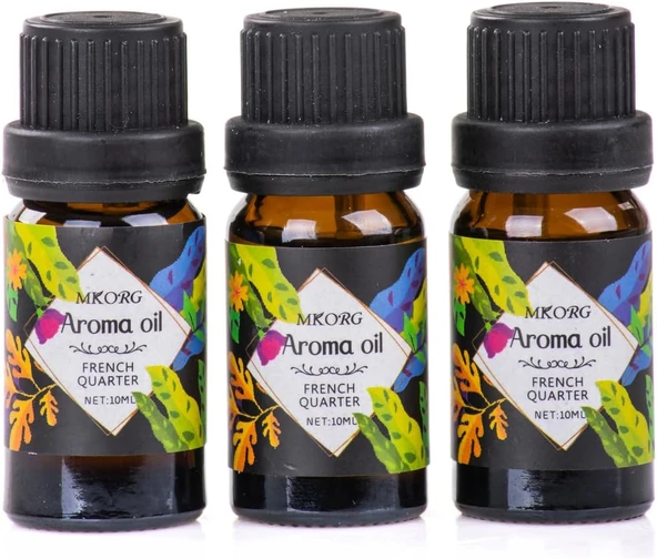 Mukko 3’Lü Esansiyel Uçucu 3X10Ml Frenc Quarter Buhurdanlık Yağı Set, Difüzör, Oda Kokusu ürün görseli 1
