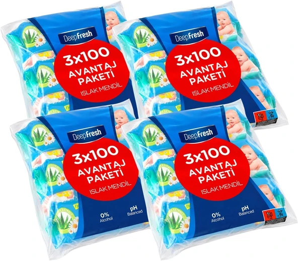 Deep Fresh Islak Mendil 3X100 Lü X 4 Adet (1200 Yaprak) ürün görseli 1