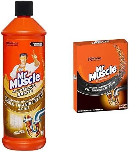 Mr Muscle Banyo Tüm Boru Tipleri Için Jel Lavabo Açıcı 1000 Ml Mr Muscle Yağları Kirleri Eriten Lavabo Açıcı Granül (2 X 50 G) ürün görseli 1