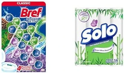 Bref Power Çam Lavanta Kokulu 4'Lü Klozet Bloğu 4 X 50 G, Çam & Lavanta 4 X1 + Solo 16'Lı X1 ürün görseli 1