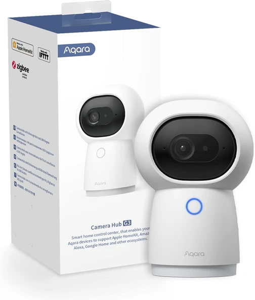 Aqara Hub G3 Kamera, Ai Destekli Güvenlik Kamerası, Yüz Hareket Tanıma, Ev Kamerası, 360° Görüş Açısı, 2K Yüksek Çözünürlük, Homekit Alexa Google Asistan Ifttt Uyumlu, Beyaz ürün görseli 1