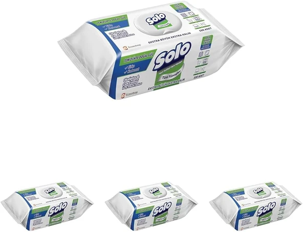 Solo Yüzey Temizleme Mendili Doğal Güç Okaliptus & Çam, 100 Yaprak 4Lü Paket ürün görseli 1