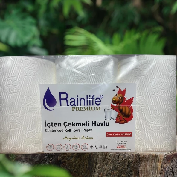 Rainlife İçten Çekmeli Havlu, Centerfeed Roll Towel Paper, 3 Katlı, 6 Rulo, 21 Cm ürün görseli 1