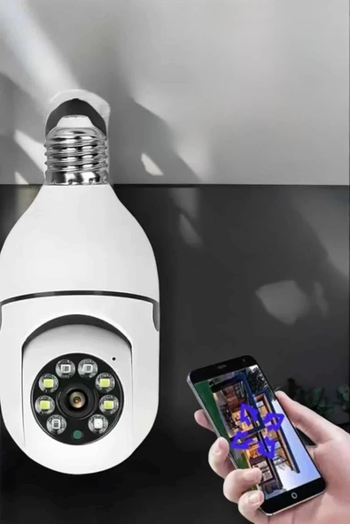 Wifi Kamera Duylu Ampul Görünümlü 360 Derece Dönebilen Ev Kamerası ürün görseli 1