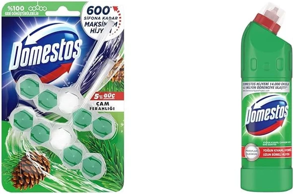 Wc Blok 5'Li Güç Çam Ferahlığı 600 Sifona Kadar Güçlü Temizlik 110 Gr İkili Paket(1) Yoğun Kıvamlı Çamaşır Suyu Maksimum Hijyen Dağ Esintisi, 750 Ml(4) ürün görseli 1