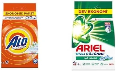Alo 8 Kg Kar Çiçeği Ferahlğı Beyazlar Renkliler Hızlı Çözülme Toz Deterjan Dağ Esintisi 7 Kg Hızlı Çözünme Toz Çamaşır Deterjanı ürün görseli 1